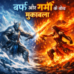 2026 विंटर ओलंपिक के दौरान बर्फ पिघलने और कृत्रिम बर्फ के उपयोग को दर्शाता चित्रण।