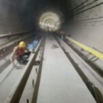 Kanpur Metro Downline Tunnel track construction completed near Kanpur Central.
