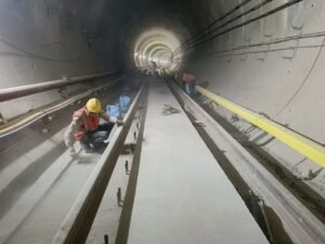 Kanpur Metro Downline Tunnel track construction completed near Kanpur Central.