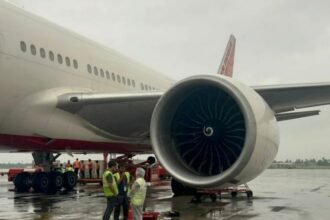 Air India flight emergency landing at Delhi airport due to technical snag.